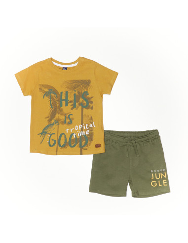 CONJUNTO NIÑO ECO JUNGLE mostaza