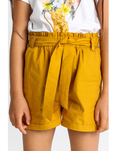 SHORT CINTURA ALTA EDEN GARDEN mostaza