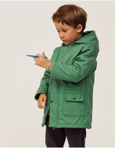 PARKA ENGOMADA NIÑO VERDE