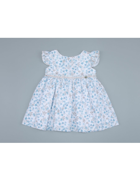 VESTIDO INFANTIL FLORES TURQUESA