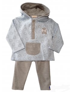 CONJUNTO ALGODÓN CAPUCHA OSITO