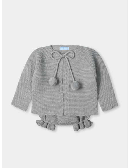 CONJUNTO CHAQUETA POMPÓN Y RANITA PUNTO