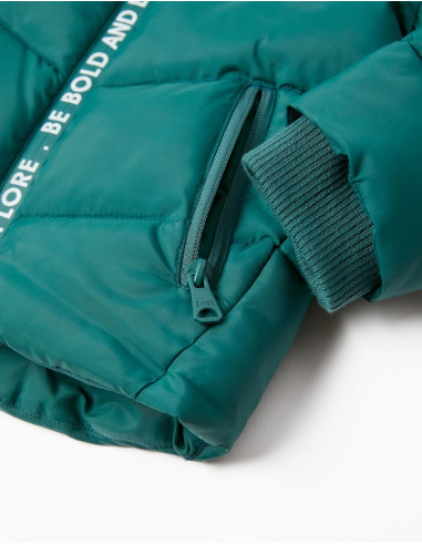 CHAQUETA ACOLCHADA CON CAPUCHA Y FORRO POLAR