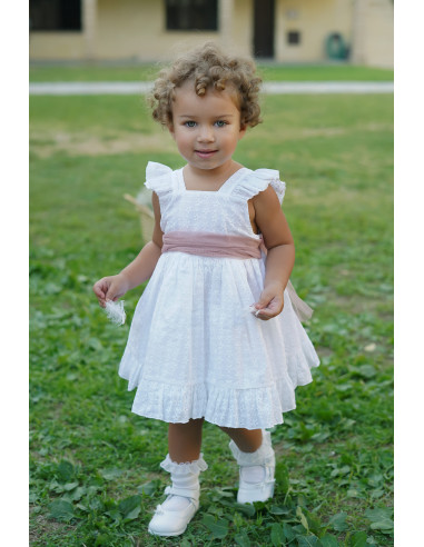 VESTIDO TIRANTES FLORES BLANCAS Y LAZO