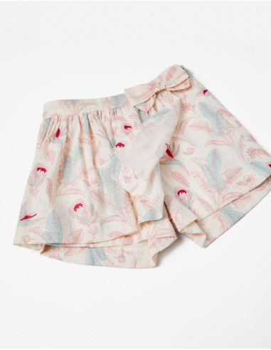FALDA-PANTALÓN DE ALGODÓN ESTAMPADO FLORAL