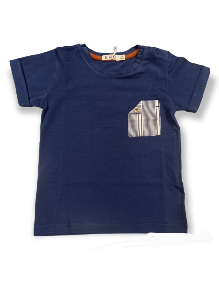 CAMISETA MARINO DE ALGODÓN  CON BOLSILLO