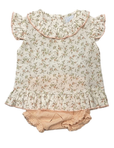 CONJUNTO BLUSITA Y BRAGA FLORES