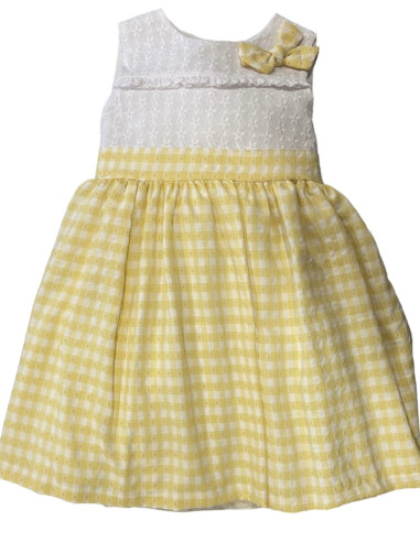 VESTIDO VUELO CUADRO AMARILLO