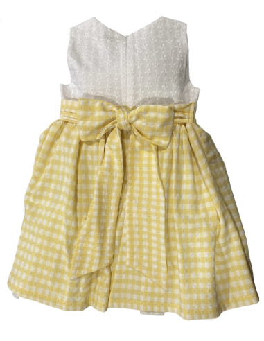 VESTIDO VUELO CUADRO AMARILLO