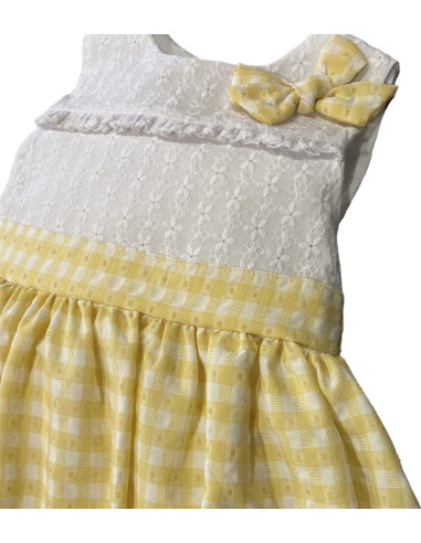 VESTIDO VUELO CUADRO AMARILLO