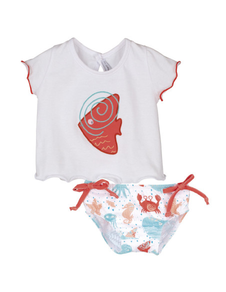 CONJUTNO CAMISETA Y BAÑADOR "FONDO MARINO"