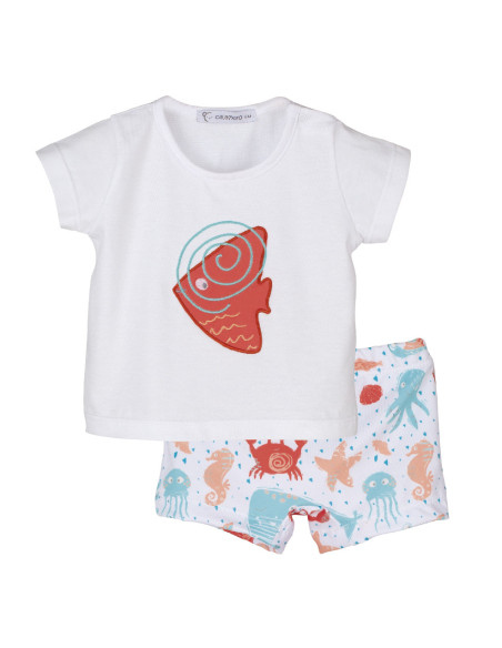 CONJUNTO CAMISETA Y BAÑADOR "FONDO MARINO"