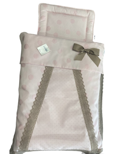 SACO CAPAZO ROSA CON PUNTILLA CAMEL