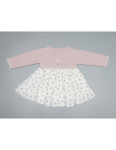 VESTIDO PUNTO Y TELA FLORCITAS