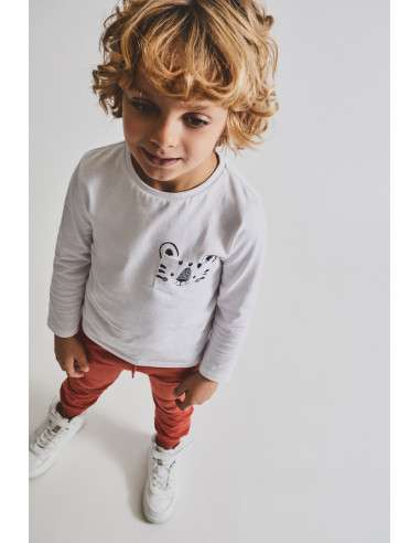 CAMISETA MANGA LARGA "BOLSILLO TIGRE"