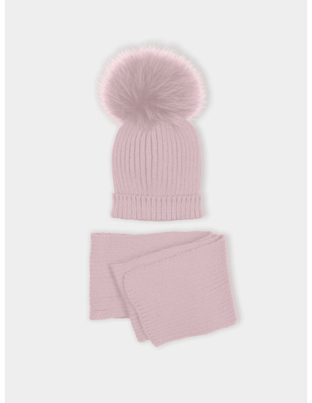 CONJUNTO GORRO Y BUFANDA CANALÉ CON POMPÓN