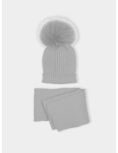 CONJUNTO GORRO Y BUFANDA CANALÉ CON POMPÓN