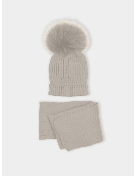 CONJUNTO GORRO Y BUFANDA CANALÉ CON POMPÓN