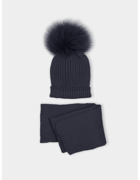 CONJUNTO GORRO Y BUFANDA CANALÉ CON POMPÓN
