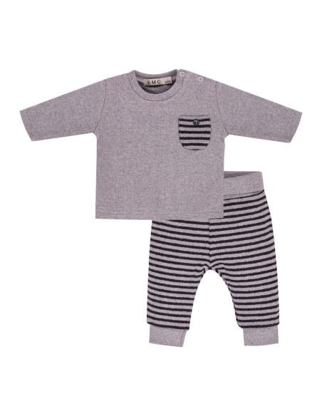 CONJUNTO SUDADERA Y PANTALÓN DE RAYAS GRIS