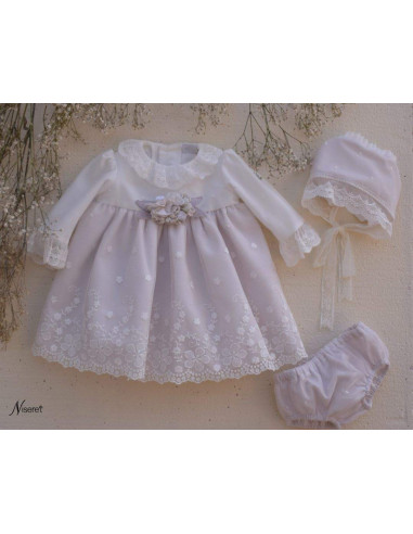 VESTIDO CEREMONIA CON TUL BORDADO