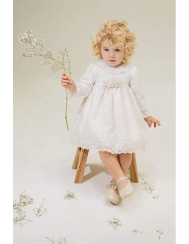 VESTIDO CEREMONIA CON TUL BORDADO
