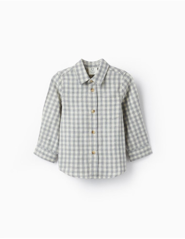 CAMISA BEBÉ CUADROS DE ALGODÓN