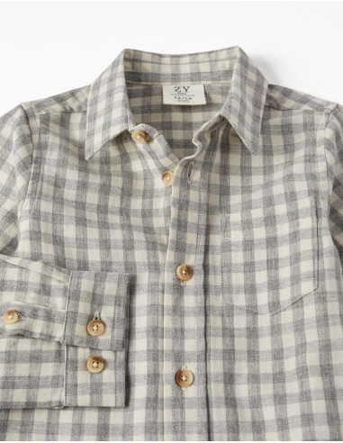 CAMISA BEBÉ CUADROS DE ALGODÓN