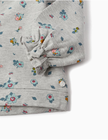 CHAQUETA CON CIERRE Y VOLANTE 'FLORAL'