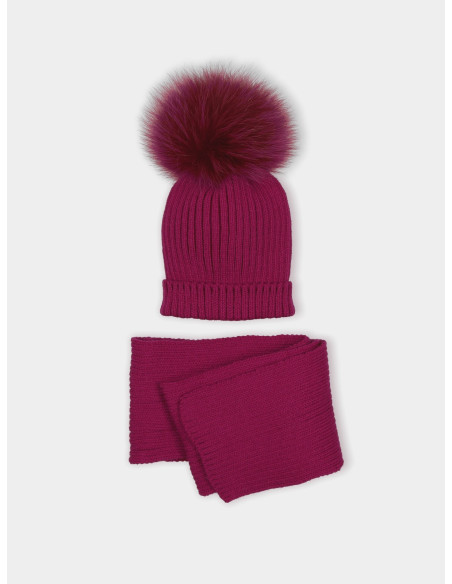 CONJUNTO GORRO Y BUFANDA CANALÉ CON POMPÓN