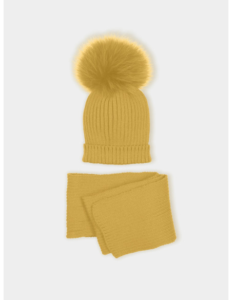 CONJUNTO GORRO Y BUFANDA CANALÉ CON POMPÓN