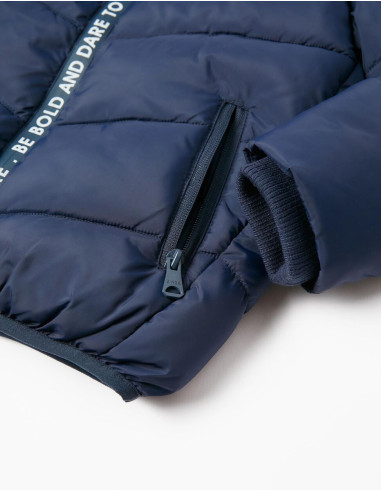 CHAQUETA ACOLCHADA CON CAPUCHA Y FORRO POLAR