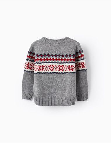 JERSEY GRIS NIÑO GRECA ROJA