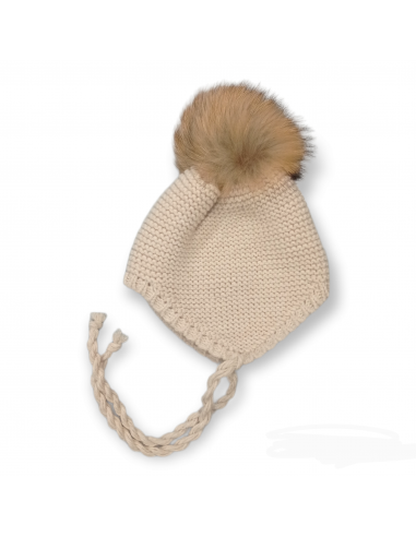GORRO OREJERO POMPÓN PELO
