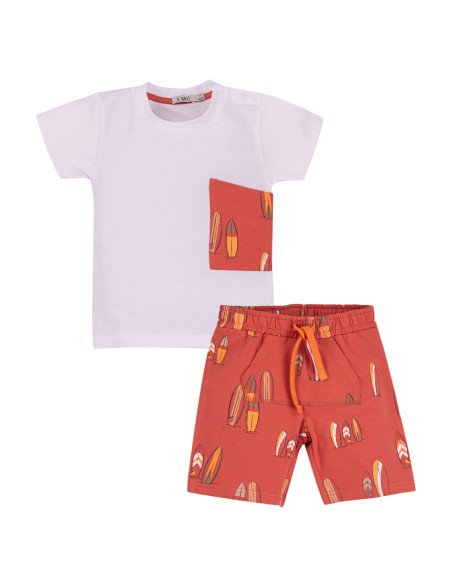 CONJUNTO CORTO ALGODÓN CORAL SURF