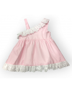VESTIDO ROSA CON BLONDA