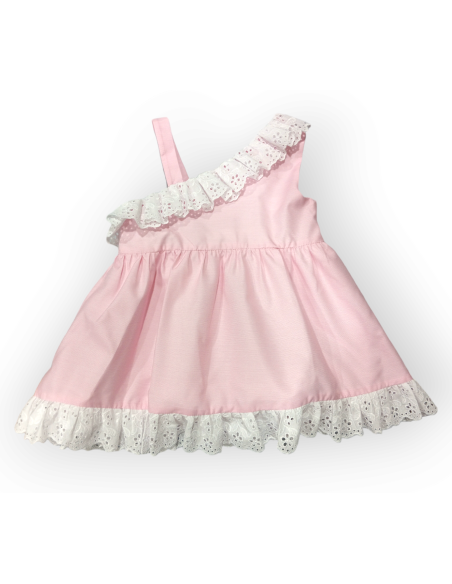 VESTIDO ROSA CON BLONDA