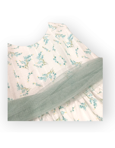 VESTIDO VUELO FLOR TURQUESA