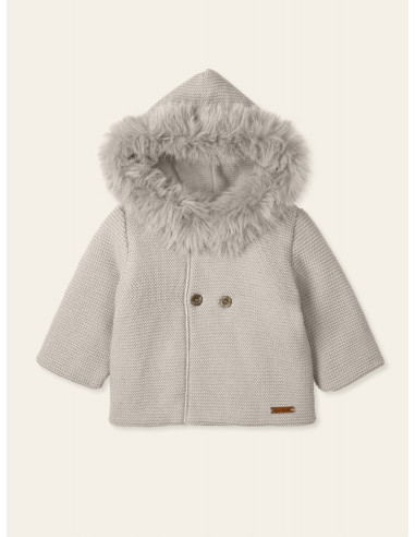 CHAQUETA DOBLE PUNTO PELO ARTIFICIAL