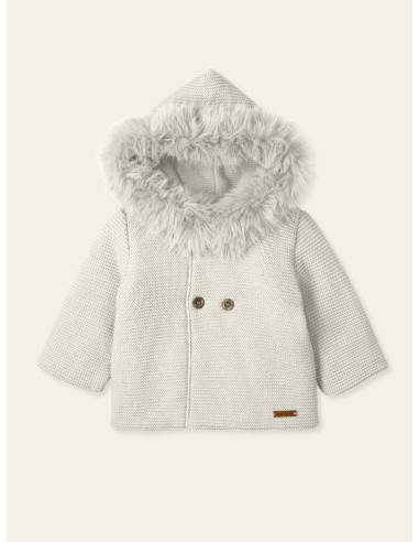 CHAQUETA DOBLE PUNTO PELO ARTIFICIAL