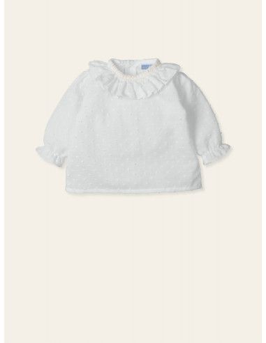 BLUSA M/L PLUMETI CUELLO SMOCK