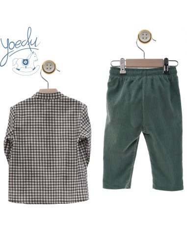 CONJUNTO BEBÉ VICHY PANTALÓN PANA "familia GRAFITO"