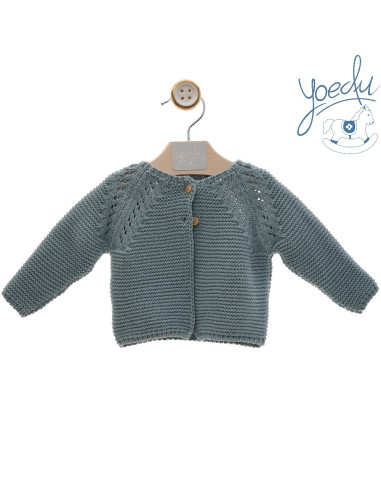 CHAQUETA LARGA PUNTO BOBO CALADOS