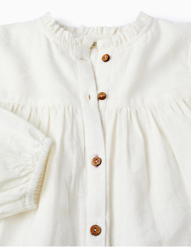 BLUSA ALGODÓN CUELLO MAO VOLANTE