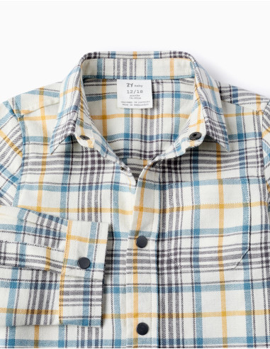 CAMISA BEBÉ CUADROS MOSTAZA