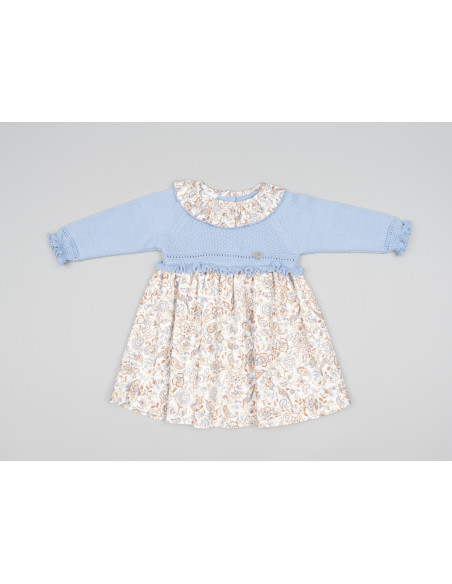 VESTIDO BEBÉ PUNTO Y TELA familia FÁBULA