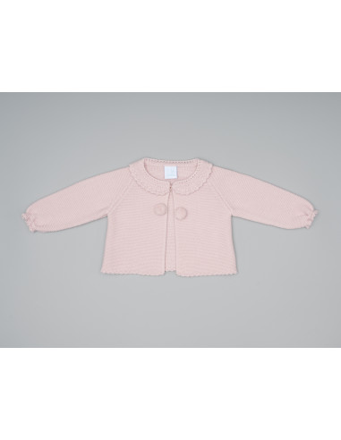 CHAQUETA DOBLE POMPÓN CON CUELLO