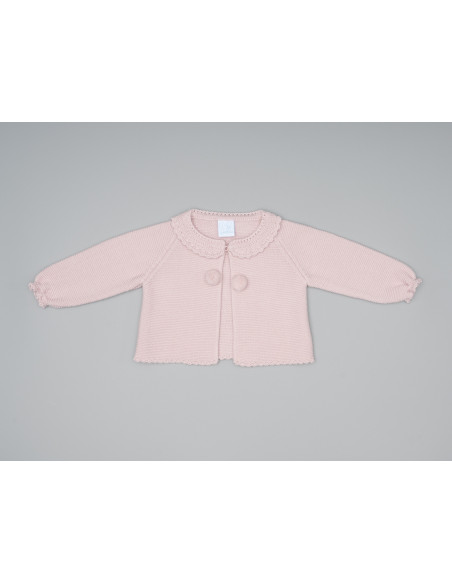 CHAQUETA DOBLE POMPÓN CON CUELLO
