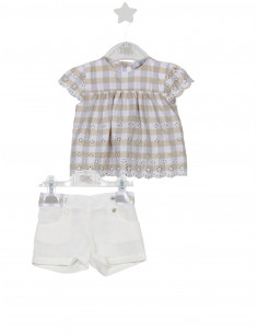 CONJUNTO SHORT CUADROS BORDADO