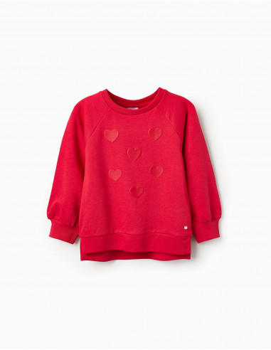 ZIPPY SUDADERA ROJA CORAZONES sin felpa